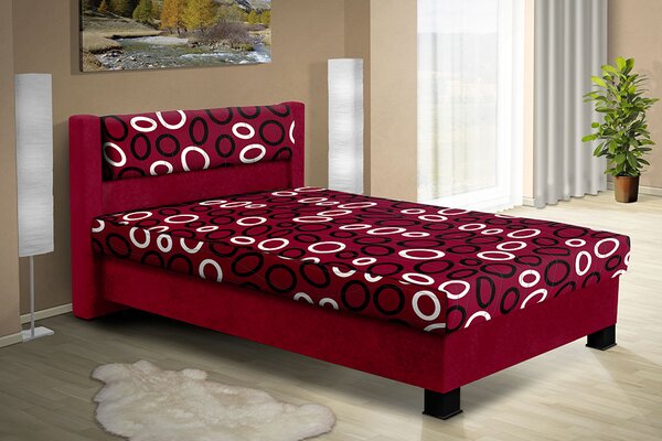 Čalouněná postel s úložným prostorem Nikol 140 Barva postele: Bordo 30, Pelest: Mega 14 Bordo