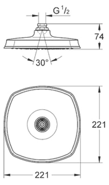 GROHE Grandera 210 - Hlavová sprcha s jedním proudem, Chrom 27974000