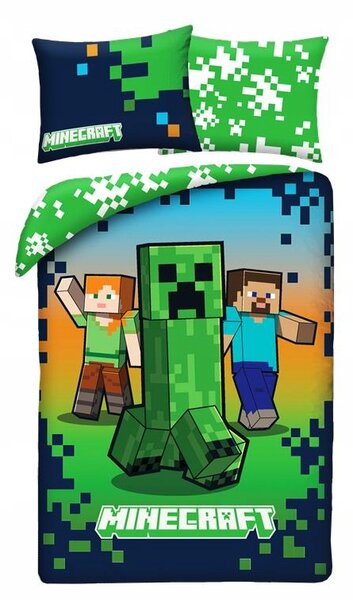 Dětské povlečení Minecraft 140 x 200 cm Halantex Steve Creeper Mikrovlákno