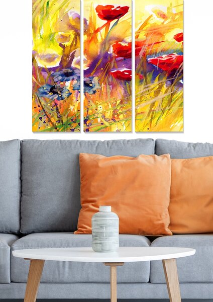 ASIR Obraz na MDF 3ks ROZKVETLÁ LOUKA 20 x 50 cm