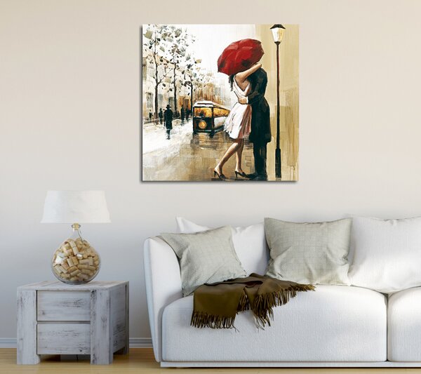 ASIR Obraz na plátně ROMANTICKÁ SCHŮZKA V DEŠTI 45 x 45 cm