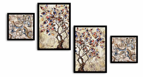 ASIR Obraz na MDF s rámem 4ks STROMY 30 x 30 cm (2) 35 x 50 cm (2)