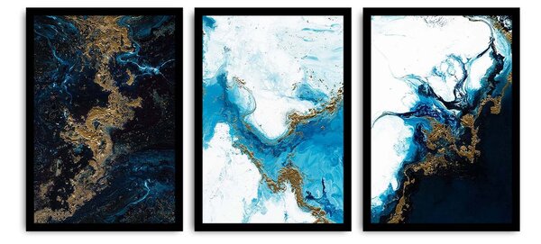 ASIR Obraz na MDF s rámem 3ks JAKO MRAMOR 36 x 51 cm