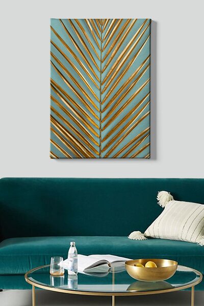 ASIR Obraz na plátně ZLATÝ LIST PALMY 70 x 100 cm