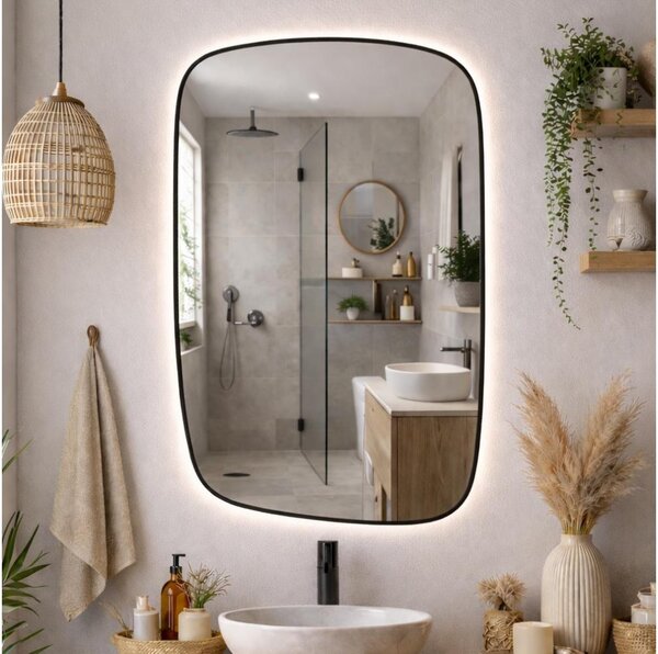 Baltica Design-LED Zrcadlo s pods. STONE CALM 15W/230V 4500K 90x60 cm IP65 černá