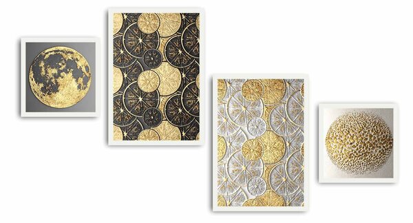 ASIR Obraz na MDF s rámem 4ks CITRUSY 30 x 30 cm (2) 35 x 50 cm (2)