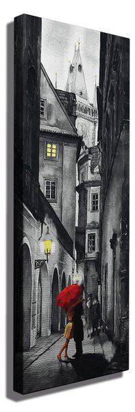 ASIR Obraz na plátně ZAMILOVANÝ PÁR POD DEŠTNÍKEM 30 x 80 cm