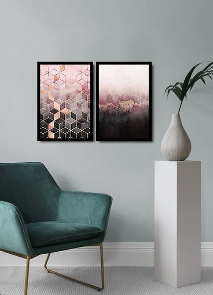 ASIR Obraz na MDF s rámem 2ks KONKRÉTNÍ A ABSTRAKTNÍ 36 x 51 cm