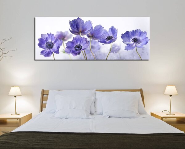 ASIR Obraz na plátně MODRÉ KVĚTY 80 x 30 cm