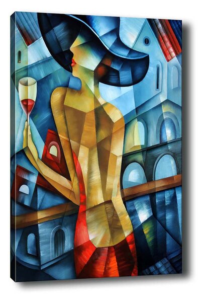 ASIR Obraz na plátně KUBISMUS, ŽENA V ČERVENÉM 50 x 70 cm