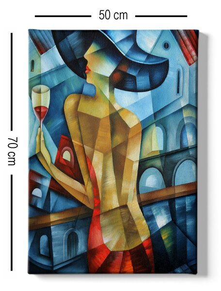 ASIR Obraz na plátně KUBISMUS, ŽENA V ČERVENÉM 50 x 70 cm