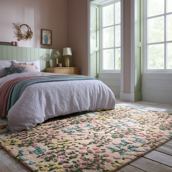 Krémový ručně tkaný vlněný koberec 120x170 cm Emilia Floral – Flair Rugs