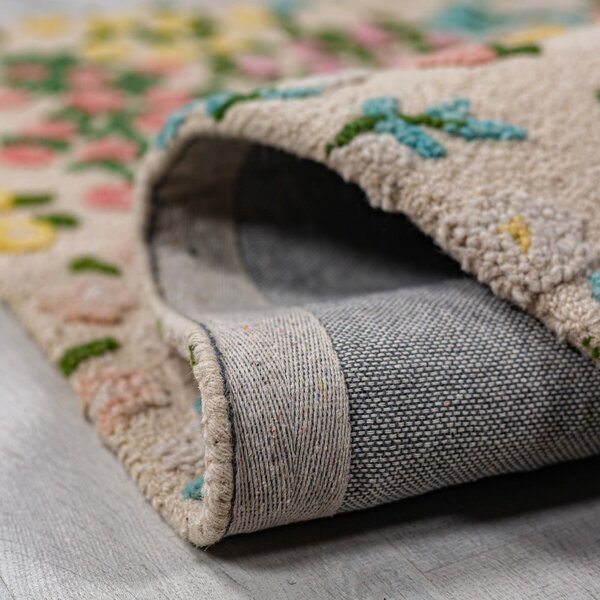 Krémový ručně tkaný vlněný koberec 120x170 cm Emilia Floral – Flair Rugs