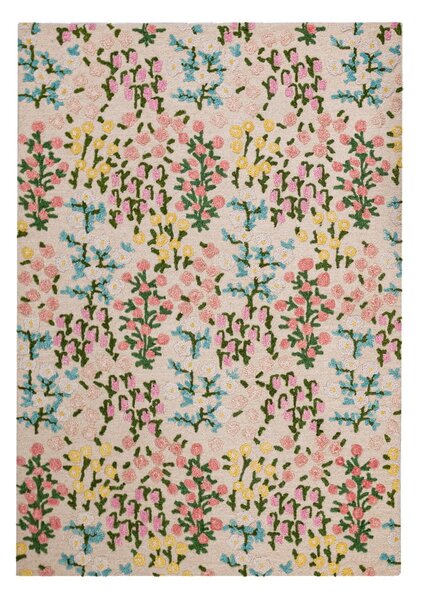 Krémový ručně tkaný vlněný koberec 120x170 cm Emilia Floral – Flair Rugs