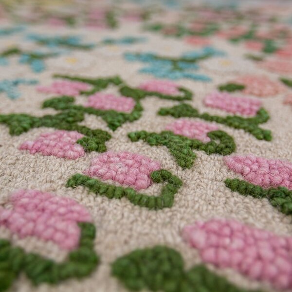 Krémový ručně tkaný vlněný koberec 120x170 cm Emilia Floral – Flair Rugs