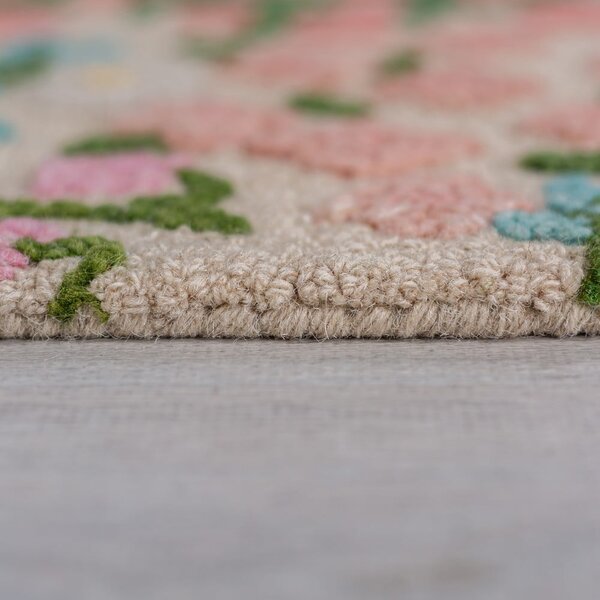 Krémový ručně tkaný vlněný koberec 120x170 cm Emilia Floral – Flair Rugs