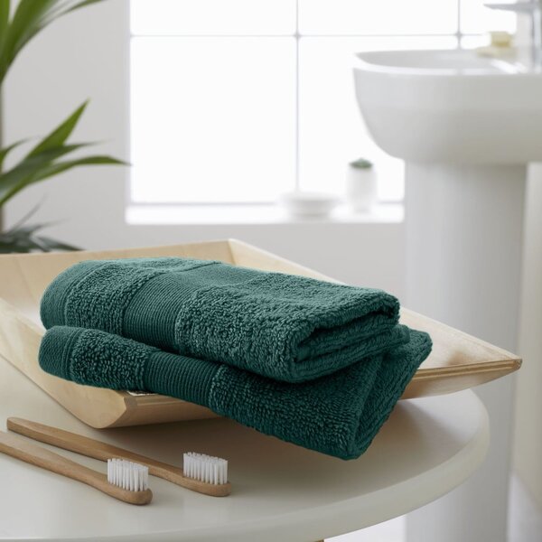 Tmavě zelené froté bavlněné ručníky v sadě 2 ks 30x30 cm Anti-Bacterial – Catherine Lansfield