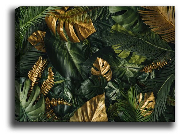ASIR Obraz na plátně ZELENÉ A ZLATÉ LISTY 100 x 70 cm