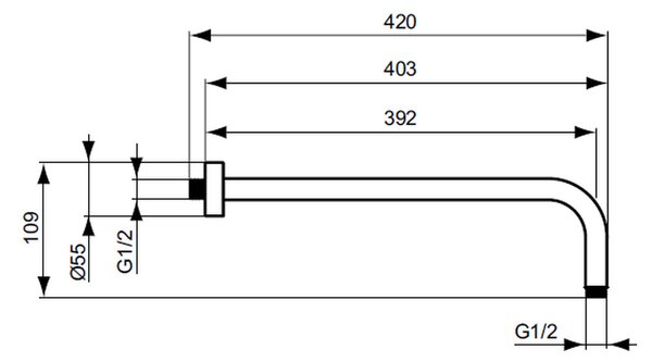 Ideal Standard Idealrain - Sprchové rameno 400 mm, chrom B9445AA