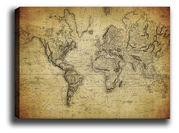 ASIR Obraz na plátně STARÁ MAPA SVĚTA 100 x 70 cm