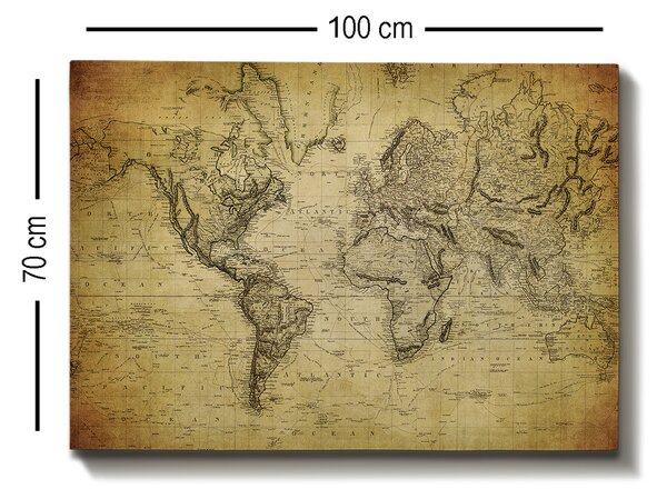 ASIR Obraz na plátně STARÁ MAPA SVĚTA 100 x 70 cm