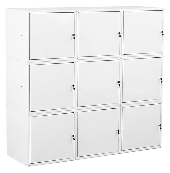 9x Uzamykatelná kovová skříňka Trestles SKM 450x450x450, světle šedá dvířka