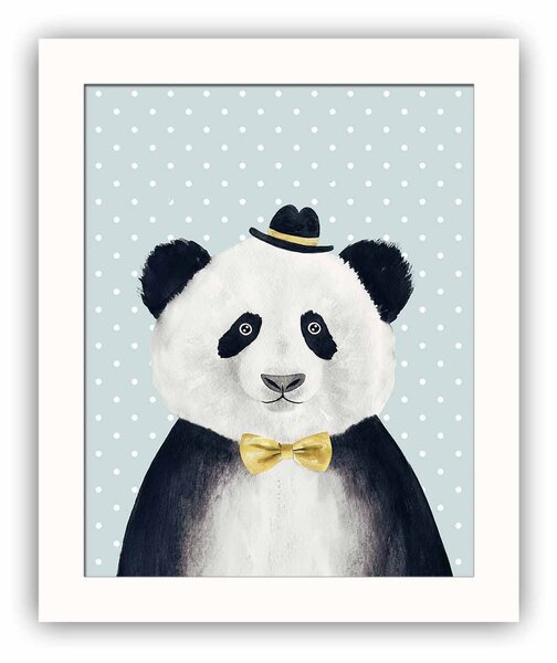 ASIR Obraz na MDF s rámem MEDVĚD PANDA 23,5 x 28,5 cm
