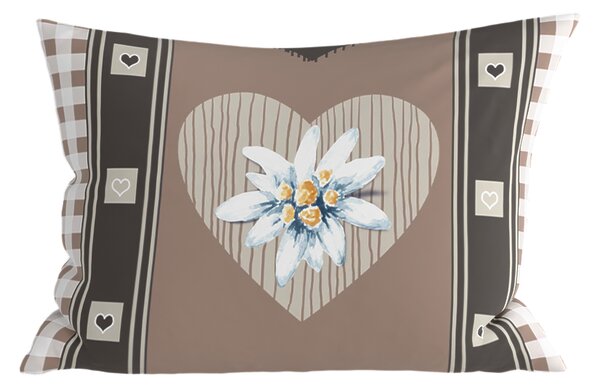 Polybavlněný povlak na polštář HEART RETRO POLY 50x70 cm, hnědý