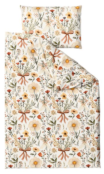 Polybavlněné povlečení FLORAL RIBBON POLY krémové Rozměr povlečení: 70 x 90 cm | 140 x 200 cm