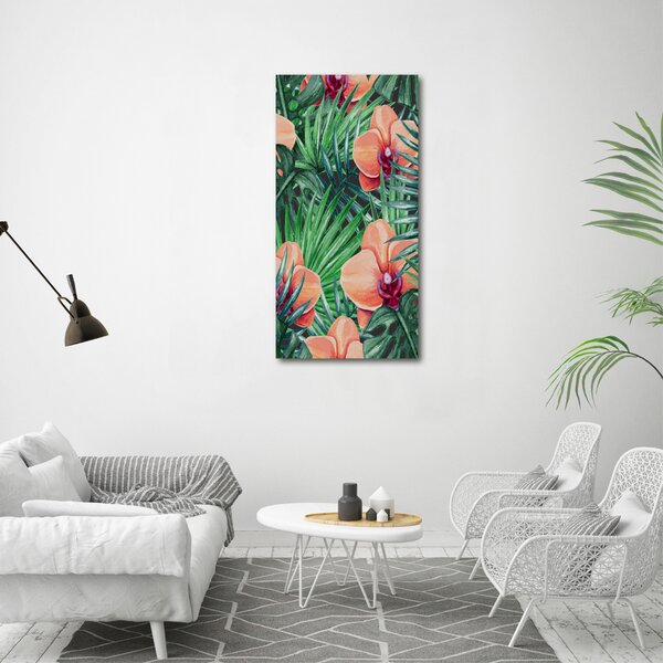 Vertikální Foto obraz na plátně Orchidej a palmy ocv-107940636