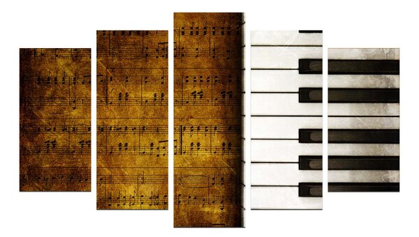 ASIR Obraz na MDF 5ks KLAVÍR 20 x 60 cm (1) 20 x 50 cm (2) 20 x 40 cm (2)