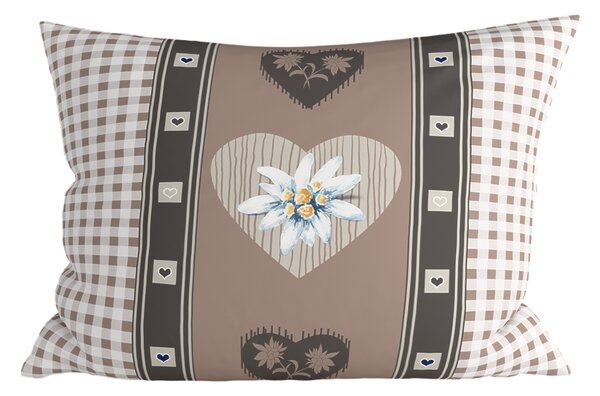 Polybavlněný povlak na polštář HEART RETRO POLY 70x90 cm, hnědý