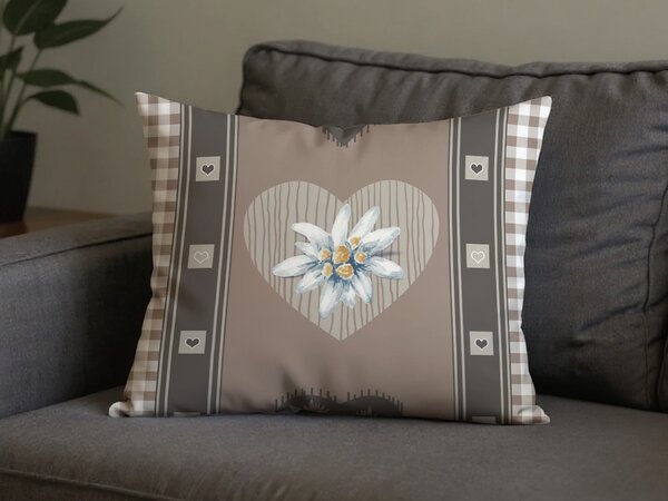 Polybavlněný povlak na polštář HEART RETRO POLY 50x70 cm, hnědý