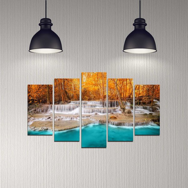 ASIR Obraz na MDF 5ks VODOPÁD 20 x 60 cm (1) 20 x 50 cm (2) 20 x 40 cm (2)