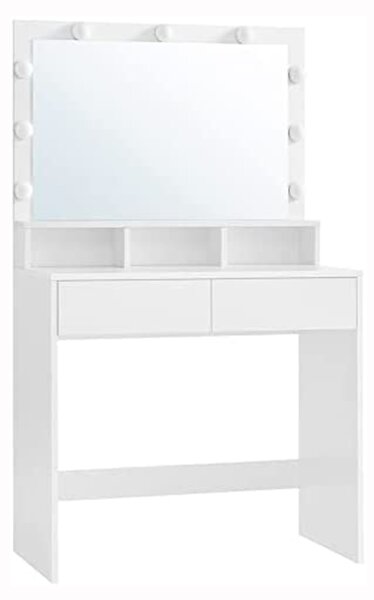 Vasagle Toaletní stolek se zrcadlem Leasure, Bílá