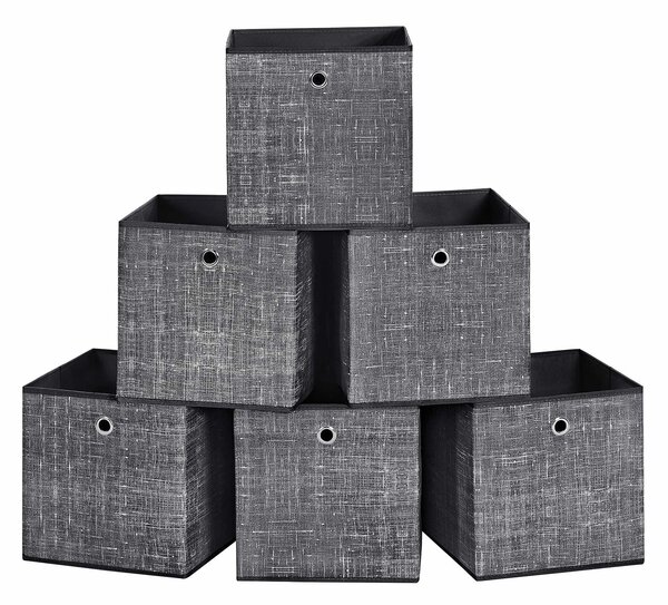 VASAGLE Úložný box - černá - 30x30x30 cm - 6 ks