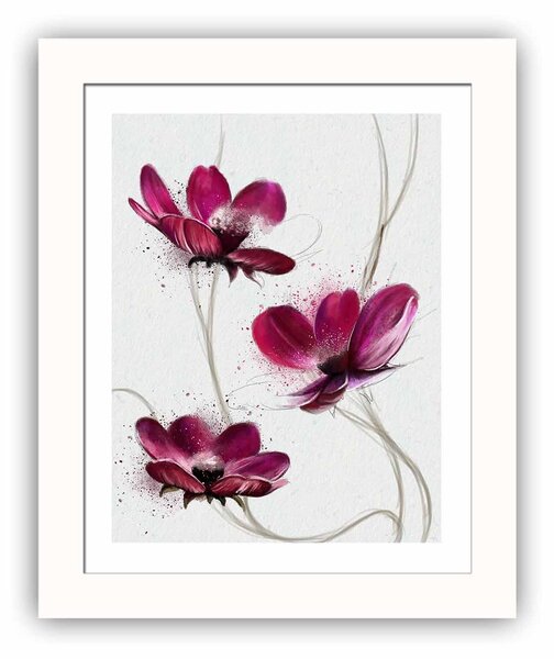 ASIR Obraz na MDF s rámem TŘI ROMANTICKÉ KVĚTY 23,5 x 28,5 cm
