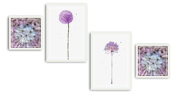 ASIR Obraz na MDF s rámem 4ks KVĚTENSTVÍ 30 x 30 cm (2) 35 x 50 cm (2)