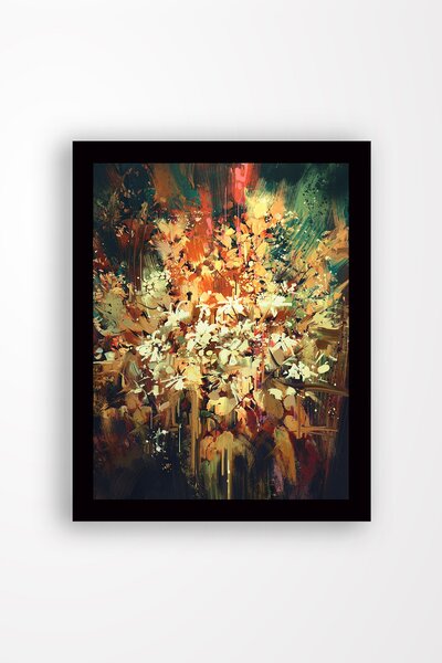ASIR Obraz na MDF s rámem BAREVNÉ NEURČITÉ KVĚTY 41 x 56 cm