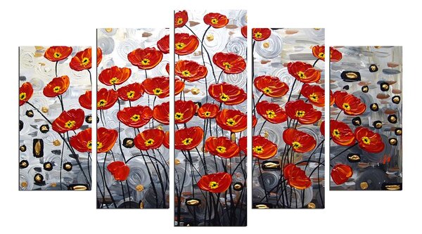 ASIR Obraz na MDF 5ks VLČÍ MÁKY 20 x 60 (1) 20 x 50 (2) 20 x 40 cm (2)