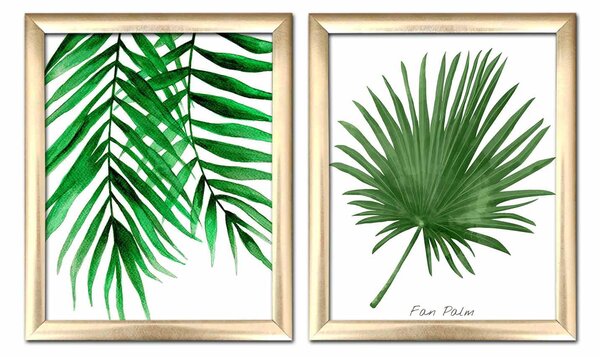 ASIR Obraz na MDF s rámem 2ks LISTY PALEM 36 x 51 cm