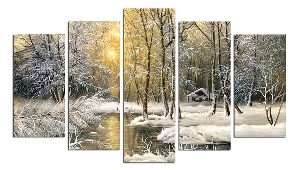 ASIR Obraz na MDF 5ks POD SNĚHEM 20 x 60 cm (1) 20 x 50 cm (2) 20 x 40 cm (2)