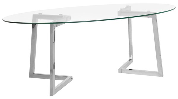 Konferenční stolek skleněná deska a stříbrné nohy FRESNO