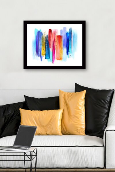 ASIR Obraz na MDF s rámem BAREVNÉ SVISLÉ PRUHY 56 x 41 cm