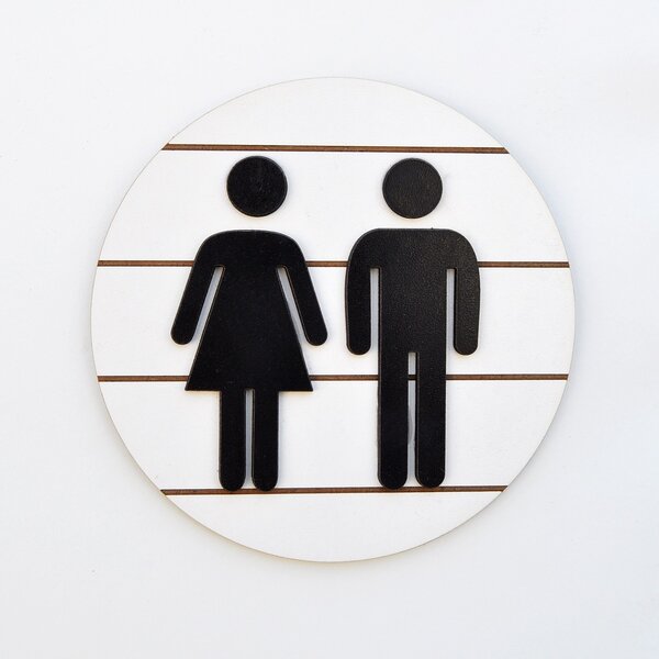 ASIR Obraz na MDF ČERNÉ PIKTOGRAMY V BÍLÉM KRUHU 15 x 15 cm