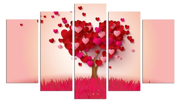ASIR Obraz na MDF 5ks SRDCE 20 x 60 cm (1) 20 x 50 cm (2) 20 x 40 cm (2)