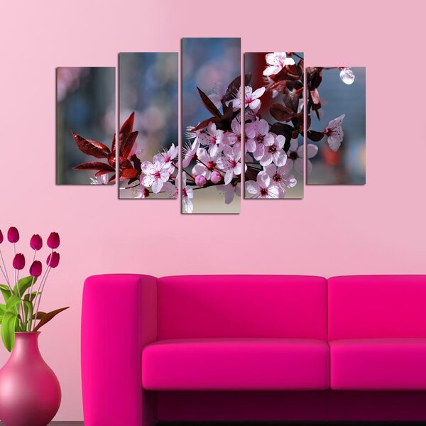 ASIR Obraz na MDF 5ks KVETOUCÍ STROM 20 x 60 (1) 20 x 50 (2) 20 x 40 cm (2 )