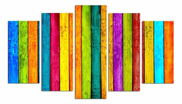 ASIR Obraz na MDF 5ks BAREVNÉ LAŤKY 20 x 60 (1) 20 x 50 (2) 20 x 40 cm (2)