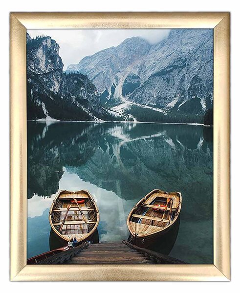 ASIR Obraz na MDF s rámem HORSKÉ JEZERO A 2 LOĎKY 23,5 x 28,5 cm