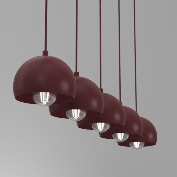 Lustr na lanku SOOL 5xE27/15W/230V burgundy